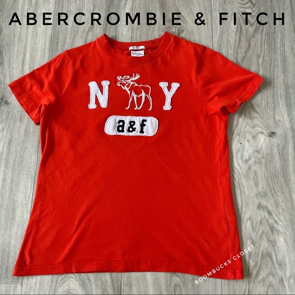 Abercrombie and Fitch Boys Orange T shirt , Embroidered Logo. Size M 100% Cotton - Picture 3 of 11